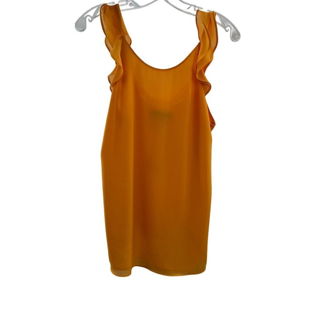 Naked Zebra Women's Tie Back Tank Top Ruffle Straps Orange Size Small